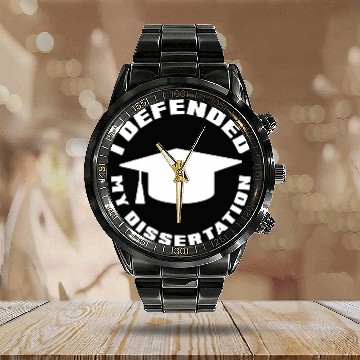 Discover I Defend My Dissertation Doctoral Degree Graduation PhD Baseball Tees Calendar Steel Band Watch