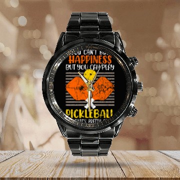 Discover Happiness And Pickleball Funny Gift Calendar Steel Band Watch