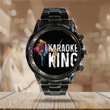 Discover Karaoke King Singer vintages Microphone Singing Calendar Steel Band Watch