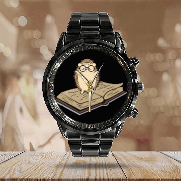 Discover Hedgehog on a Book Hedgehog Calendar Steel Band Watch