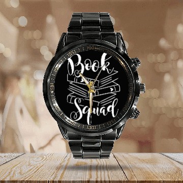 Discover Funny Book Lovers and Book Club Book Squad Calendar Steel Band Watch
