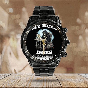Discover My Beta Makes Computer Things Programmer 1 Calendar Steel Band Watch