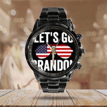 Discover Lets Go Brandon Conservative Liberal Political Trump Calendar Steel Band Watch