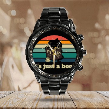 Discover Its Just A Book Cat Coffee Tea Sunset Magic Book Calendar Steel Band Watch