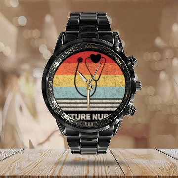 Discover Retro Future nurses Nursing Student Gift Stethoscope Calendar Steel Band Watch