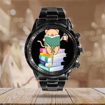 Discover Kitten Tea Cat Owners Kitty Lover Meow Book Reader Calendar Steel Band Watch