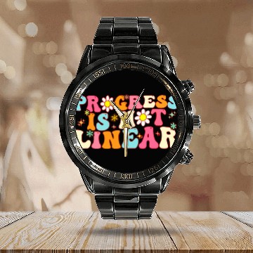 Discover Groovy Progress Is Not Linear Sped Special Education Teacher Baseball Tees Calendar Steel Band Watch