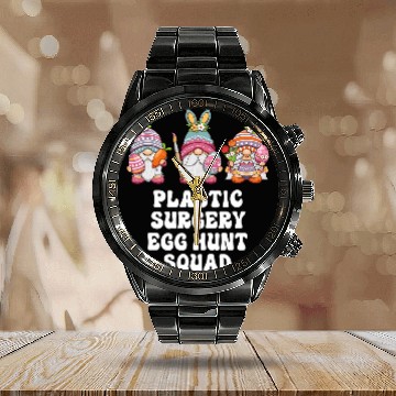 Discover Plastic Surgery nurses Easter Gnomes Calendar Steel Band Watch