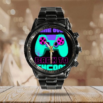 Discover Game over back to school for boys Teacher Student Controller Calendar Steel Band Watch