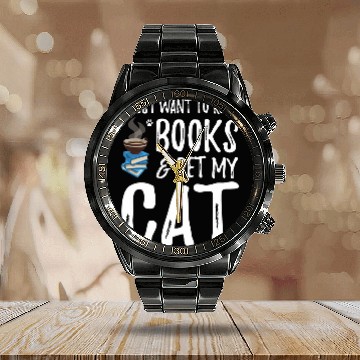 Discover Cat Lover Book Funny Cat Mom Gift Baseball Tees Calendar Steel Band Watch