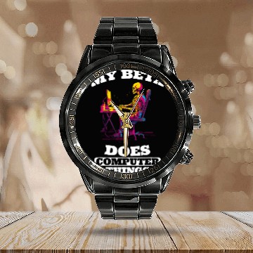 Discover My Beta Makes Computer Things Programmer 3 Calendar Steel Band Watch