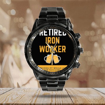 Discover Retired Iron Worker Calendar Steel Band Watch