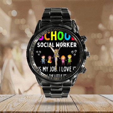 Discover school social worker appreciation s back to school Zip Calendar Steel Band Watch