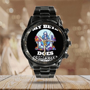 Discover My Beta Makes Computer Things Programmer Calendar Steel Band Watch