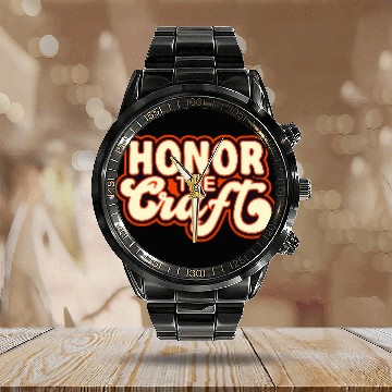 Discover Honor The Crafts Chainsaw Woodworker Calendar Steel Band Watch