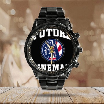 Discover Future Lineman USA Line Worker Gift Calendar Steel Band Watch