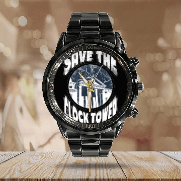 Discover Back to the Future Save Clocktower Charcoal Heather Calendar Steel Band Watch