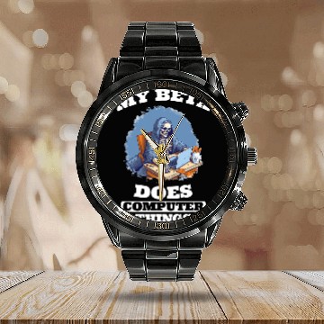 Discover My Beta Does Computer Things Programmer Calendar Steel Band Watch