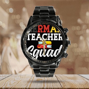 Discover German Teacher Germany Flag Language Lesson Student 6 Calendar Steel Band Watch