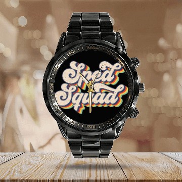 Discover Sped Squad Teacher ED Retro Special Education Teacher Aide Calendar Steel Band Watch