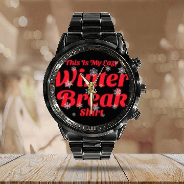 Discover Fun Teacher or Student Snowflake Graphic Lazy Winter Break Zip Calendar Steel Band Watch