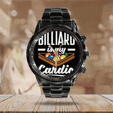 Discover Billiard Player Pool Player Billiard Is My Cardio Calendar Steel Band Watch