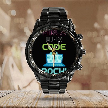 Discover Girls Who Code Rock Programmer Computer Debugging Coder Calendar Steel Band Watch
