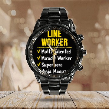 Discover Line Worker Miracle Worker Superhero Ninja Funny Office Gift Baseball Tees Calendar Steel Band Watch