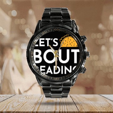 Discover Lets Taco Bout Reading for Book Lover Reading Teacher 1 Calendar Steel Band Watch