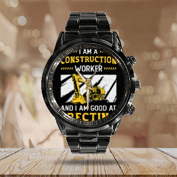 Discover I Am A Construction Worker Dig Construction Site Excavator Baseball Tees Calendar Steel Band Watch