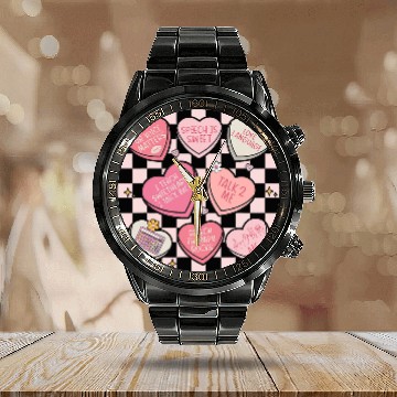 Discover Speech Language Pathologist Valentines Day Hearts Candy Calendar Steel Band Watch