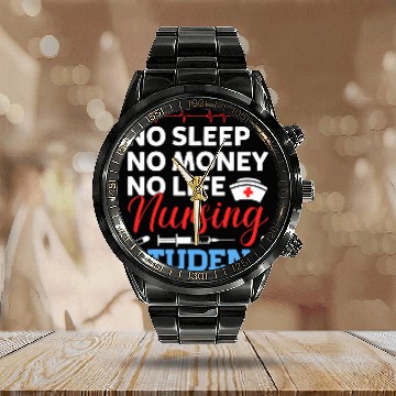 Discover No Mone No Sleep No Life Nursing Student Work Nursing Baseball Tees Calendar Steel Band Watch