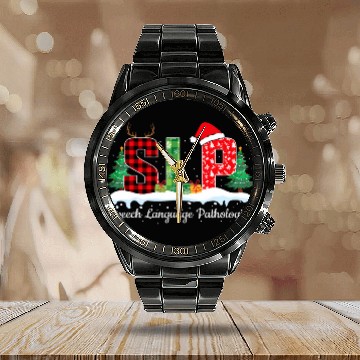 Discover Speech Language Pathology Christmas SLP Speech Pathologist Calendar Steel Band Watch