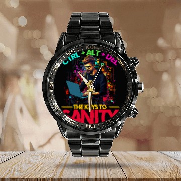 Discover Programmer IT CtrlAltDel The Keys To Sanity Tech Support Calendar Steel Band Watch