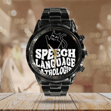 Discover Speech Language Pathologist SLP Cat Speech Therapy Calendar Steel Band Watch