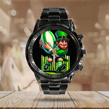 Discover Leprechauns Rugby St Patricks Day Calendar Steel Band Watch