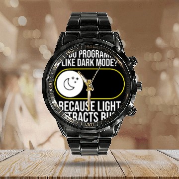 Discover vintages Retro Computer Programmer Programming Expert Graphic 1 Calendar Steel Band Watch