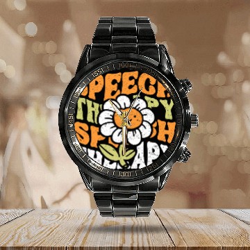 Discover Speech Language Pathologist Therapist SLP Speech Therapy Calendar Steel Band Watch