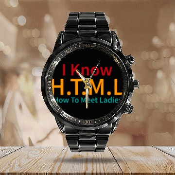 Discover vintages I Know HTML Computer Programmer Calendar Steel Band Watch