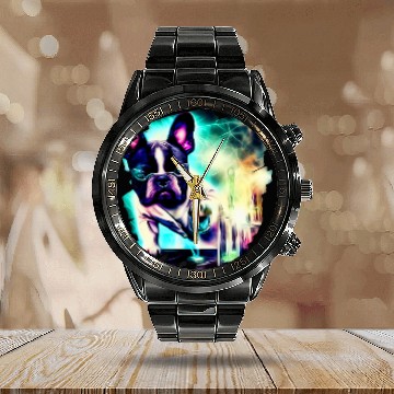 Discover Frenchie Mad Scientist Mixing chemicalss Chemistry Science 1 Baseball Tees Calendar Steel Band Watch