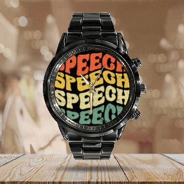 Discover Speech Language Pathologist Therapist SLP Speech Therapy 1 Calendar Steel Band Watch