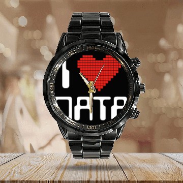 Discover I Love Data Computer Science Statistics Student or Teacher Calendar Steel Band Watch