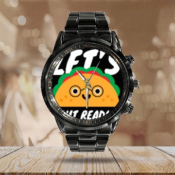 Discover Lets Taco Bout Reading for Book Lover Reading Teacher Calendar Steel Band Watch