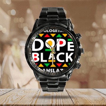 Discover Unapologetically dope black Translator African American Afro Baseball Tees Calendar Steel Band Watch