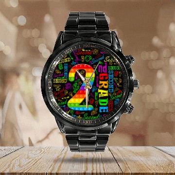 Discover Pop It 2nd Grade Typography Back To School Student Teacher Baseball Tees Calendar Steel Band Watch