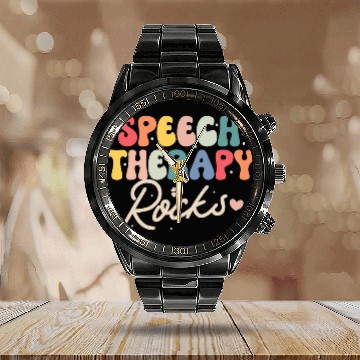 Discover Speech Therapy Speech Language Pathologist SLP School Women Calendar Steel Band Watch