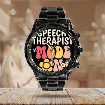 Discover Speech Therapy Therapist Pathologist SLP Back to School Calendar Steel Band Watch Calendar Steel Band Watch