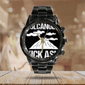 Discover Volcanoes Kick Ash 2 Calendar Steel Band Watch