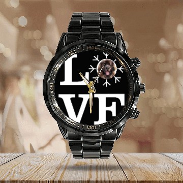 Discover Love Snowflake Dog Leonberger Calendar Steel Band Watch