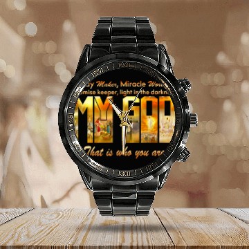 Discover Bible Verse Waymaker Promise Keeper Miracle Worker Christian Calendar Steel Band Watch